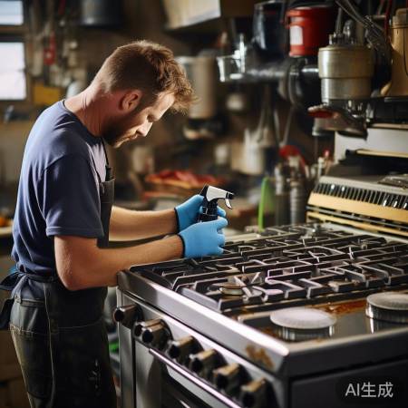 检查炉头清洁,戴手套防护