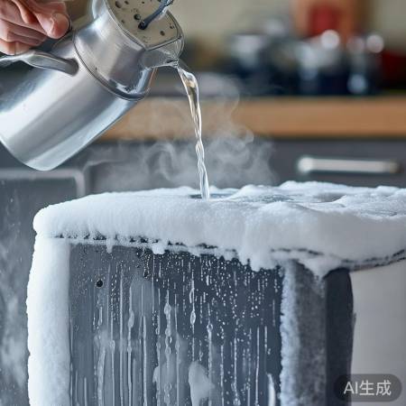 热水加速融霜,慎淋热泵