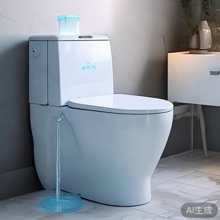 “带水箱马桶，一键冲水，方便如