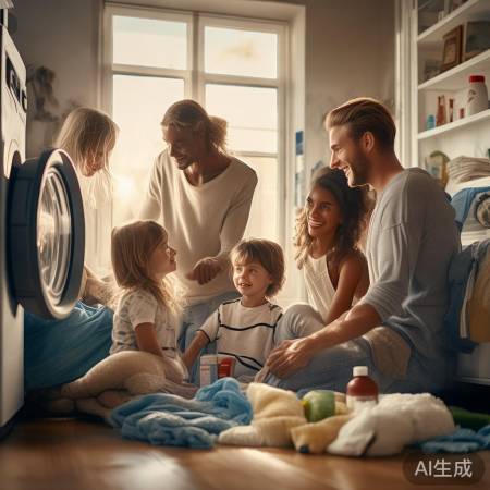 周末阳光下的洗衣机清洁剂