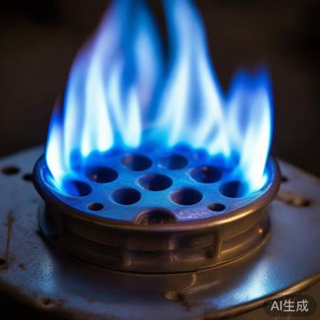 “燃烧器喷孔点燃燃气与空气”