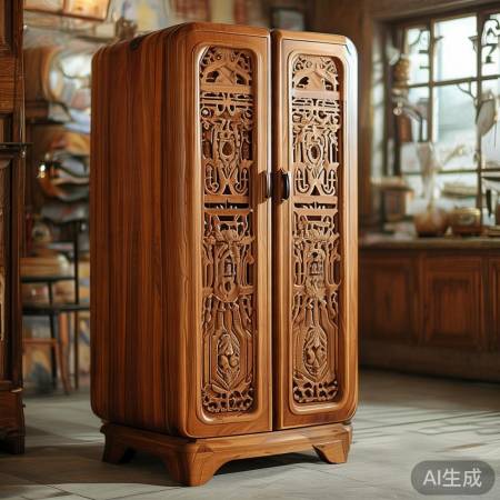 民国复古木质冰箱