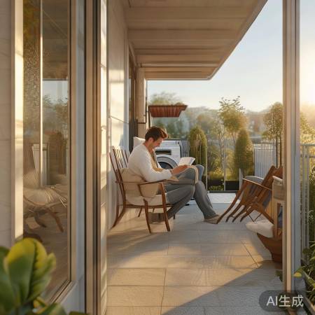 阳台茶香洗衣忙