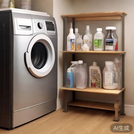 洗衣机旁设收纳架
