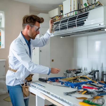 安装空调,检查接口。