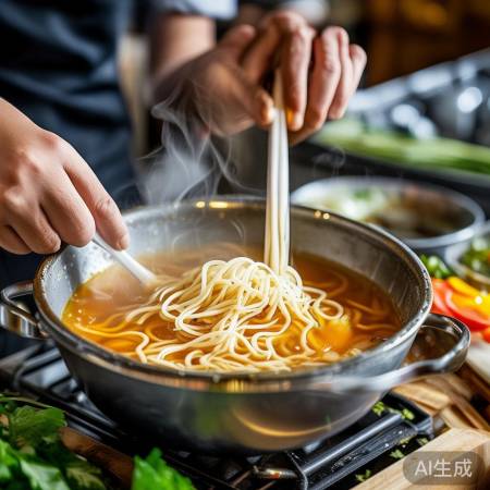 冷面煮短汤浓，随性配菜香