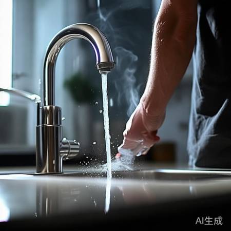 热水阀打开,水加热中