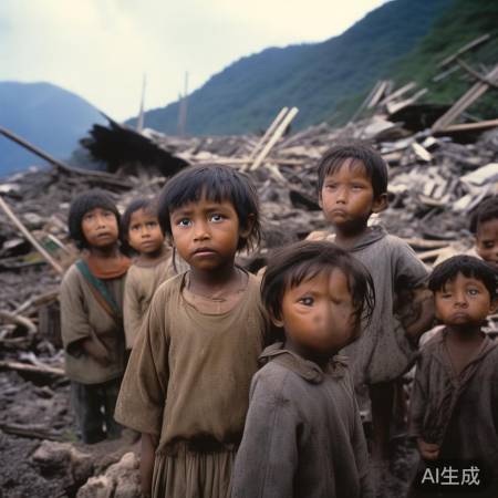 泥石流孤儿，眼中勇气生