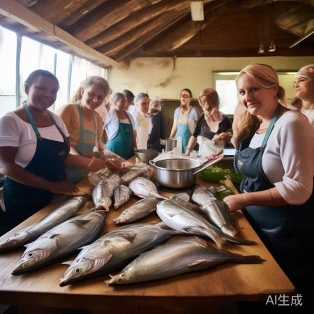 学校烹饪新鲜鱼