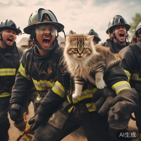 小猫误闯消防训练场，萌翻众人